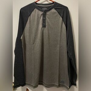 Flag & Anthem Men's Two-Tone Henley Neck Shirt Long Sleeve Olive Charcoal Medium